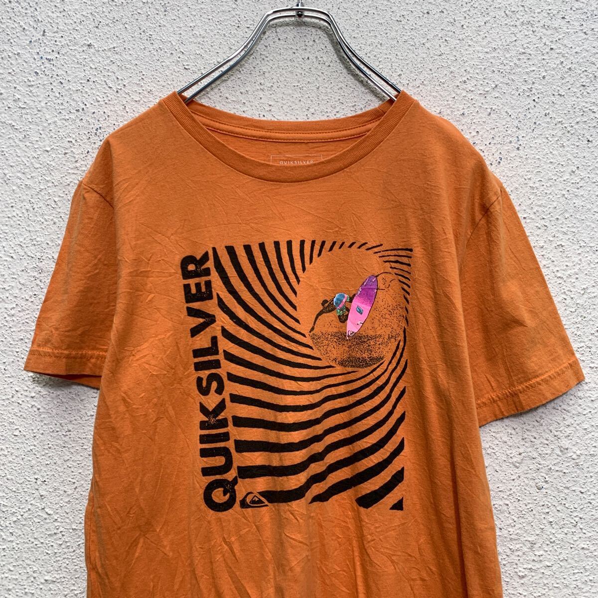 QUIKSILVER 半袖 プリントTシャツ XL オレンジ クイックシルバー メキシコ製 クルーネック サーフィン 古着卸 アメリカ仕入 a605-6929_画像2