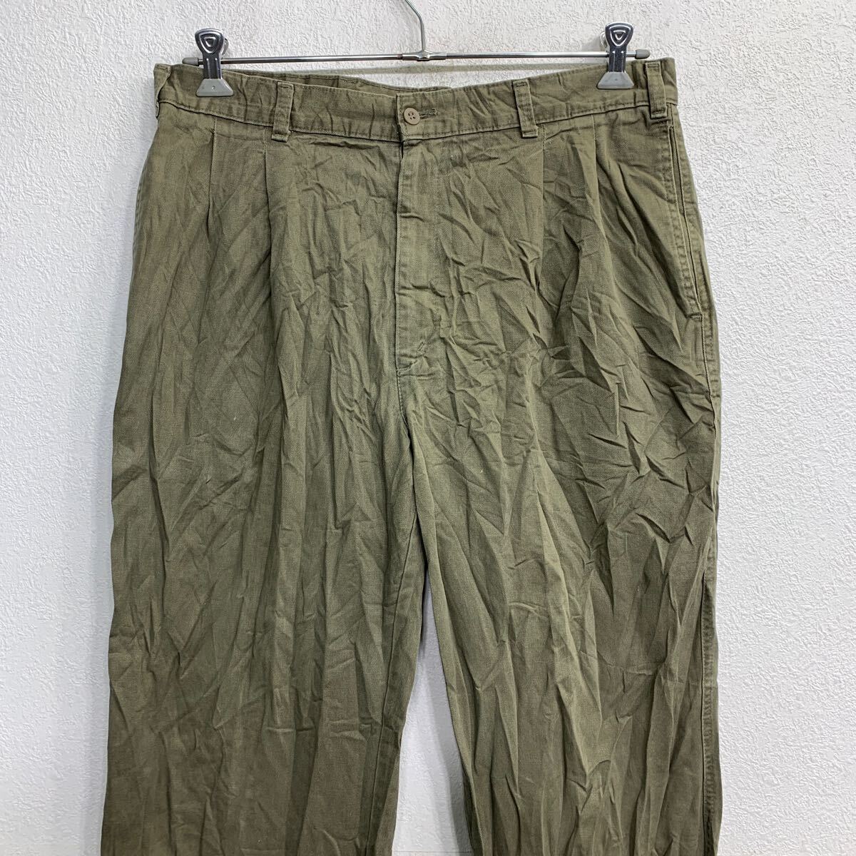 DOCKERS チノパン W36 ドッカーズ タックパンツ ビッグサイズ オリーブカーキ コットン USA製 古着卸 アメリカ仕入 2405-1037_画像2