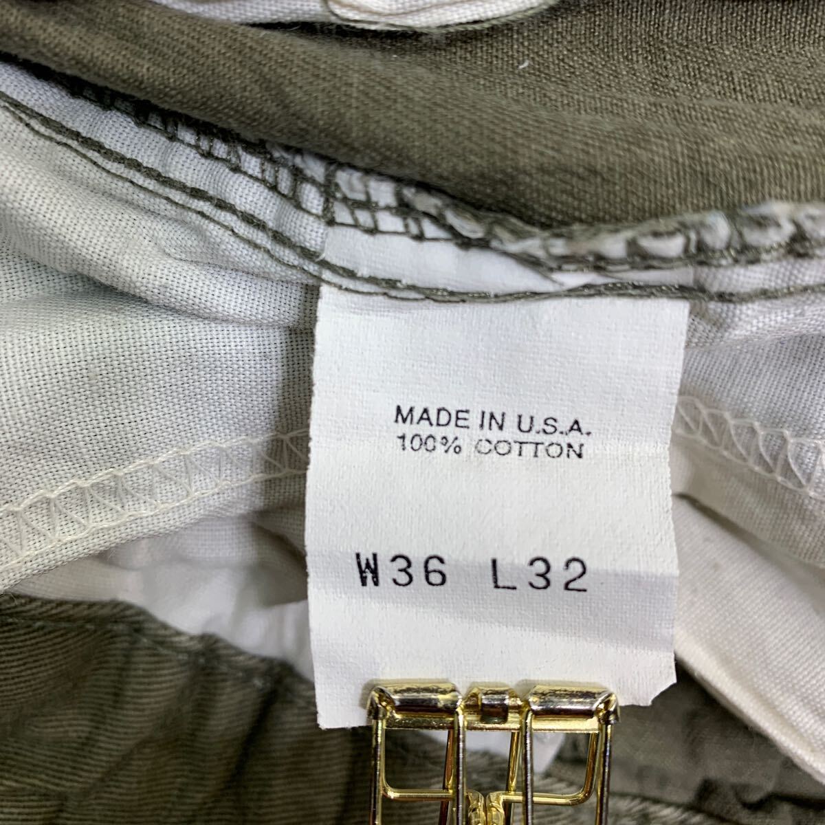 DOCKERS チノパン W36 ドッカーズ タックパンツ ビッグサイズ オリーブカーキ コットン USA製 古着卸 アメリカ仕入 2405-1037_画像10