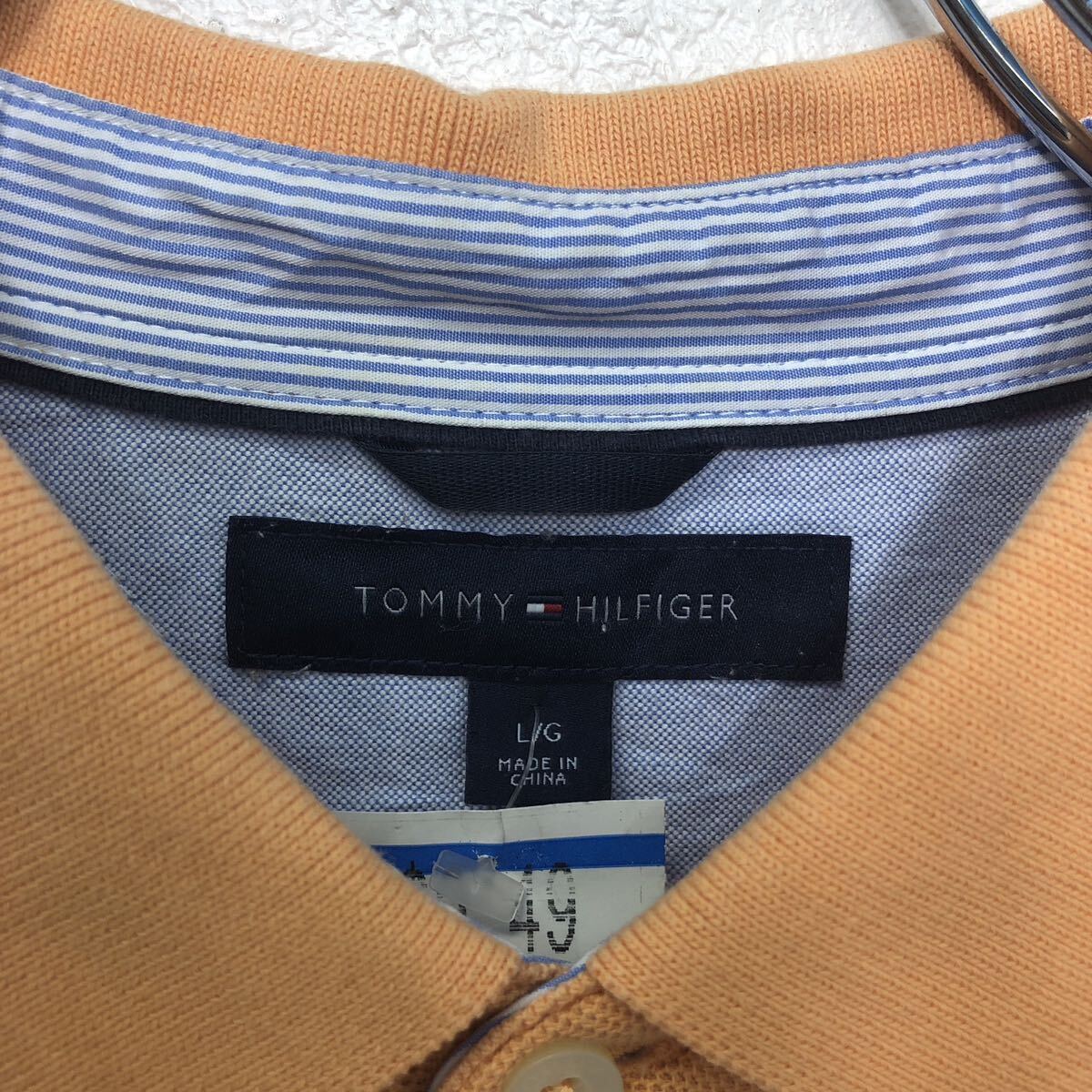 TOMMY HILFIGER 半袖 無地 ポロシャツ トミーヒルフィガー L オレンジ ワンポイントロゴ 古着卸 アメリカ仕入 a605-7083_画像7