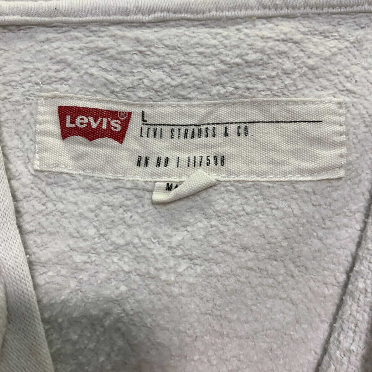 Levi's ロゴスウェット パーカー L ホワイト リーバイス 裏起毛 古着卸 アメリカ仕入 a605-7203_画像10