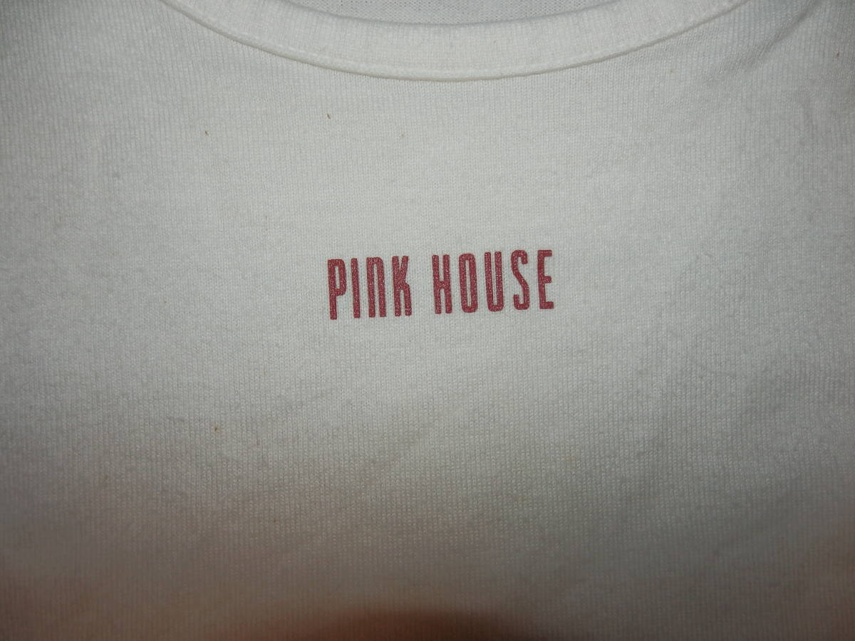②USED товар *PINK HOUSE Pink House короткий рукав футболка M сделано в Японии белый 