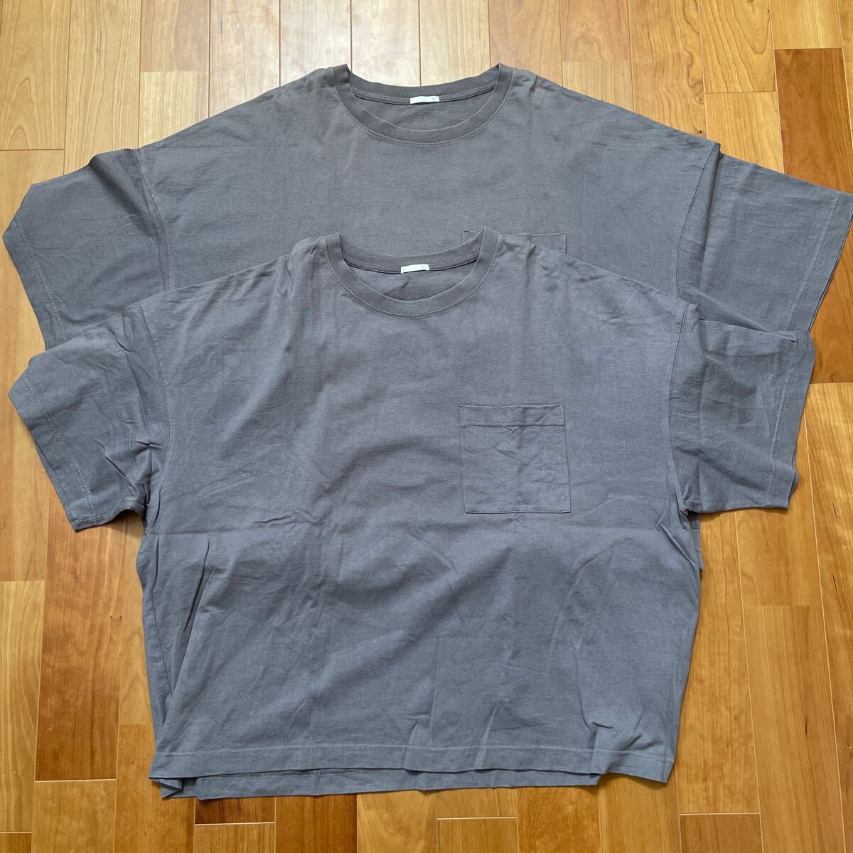 GU オーバーサイズ Tシャツ カットソー 半袖 color チャコールグレー & ブラウン トップス 無地 ポケT 合計4枚 size 3XL_画像3