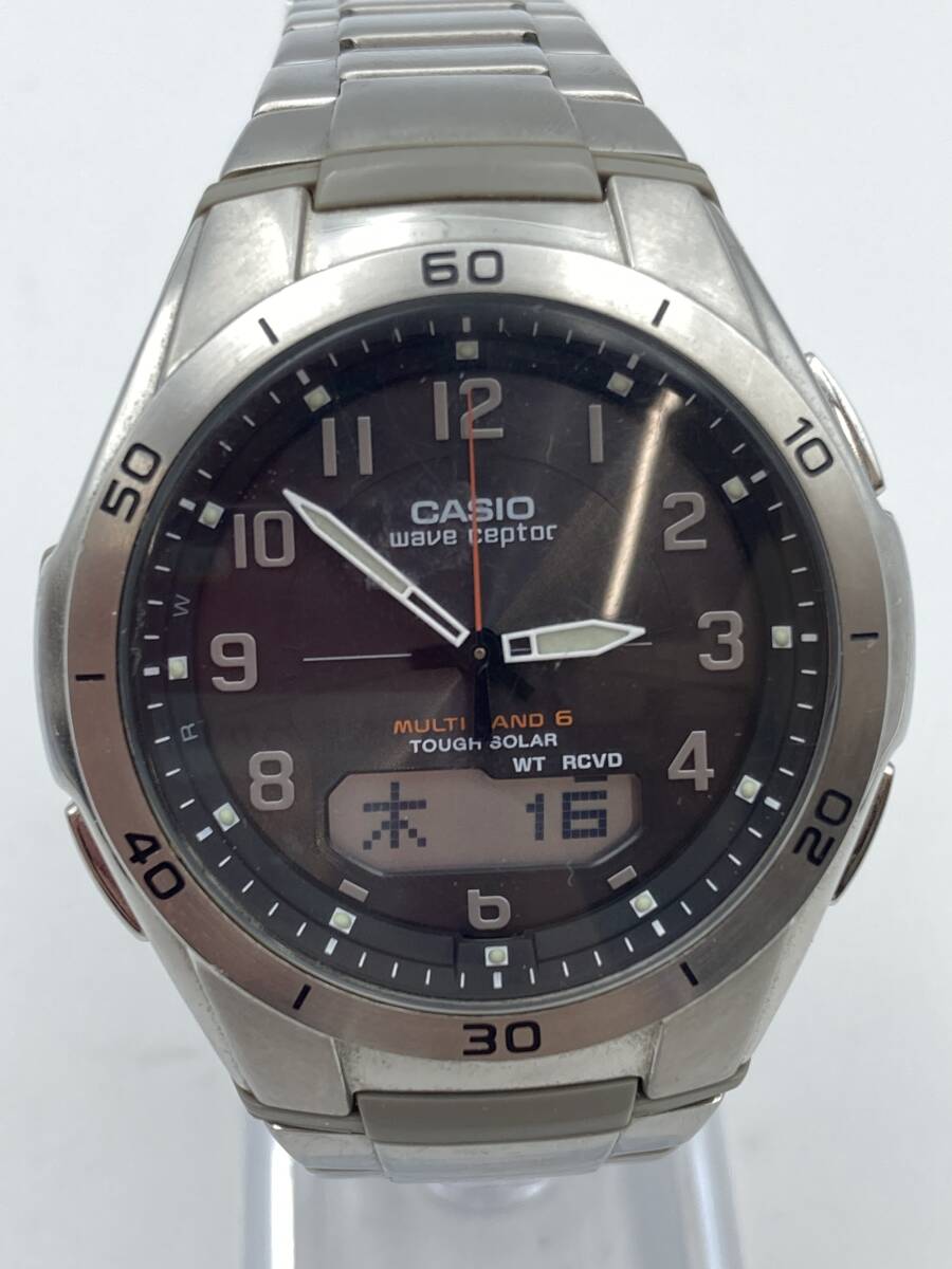 【667】美品 CASIO カシオ WAVE CEPTOR ウェーブセプター WVA-M640 腕時計 タフソーラー 電波時計 アナデジ 多機能 ステンレス 動作確認済_画像3