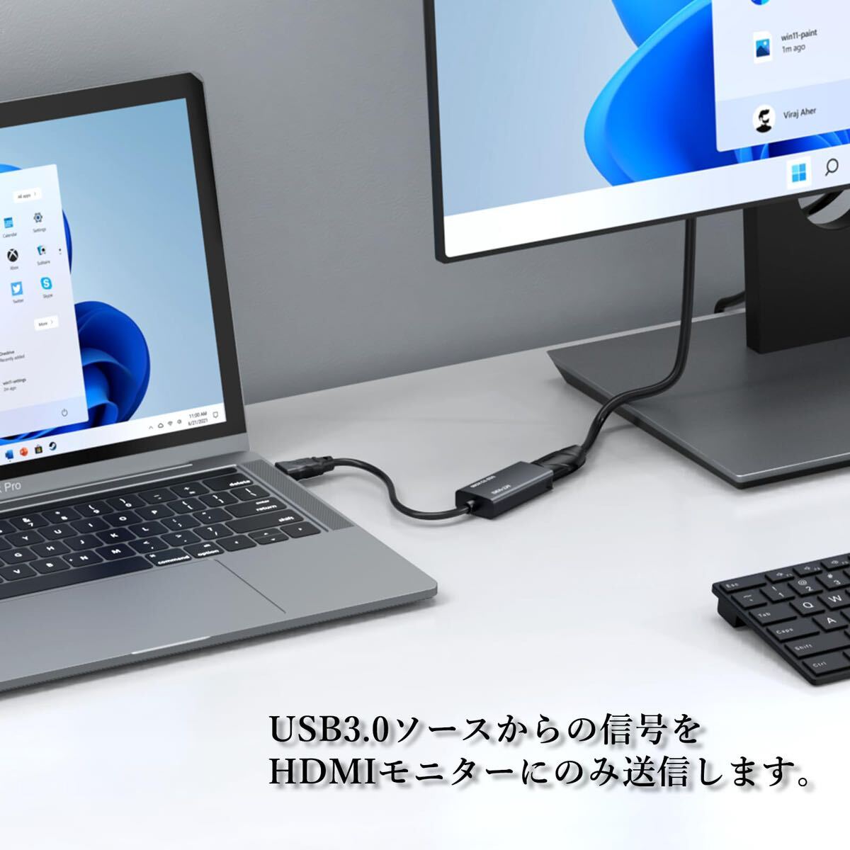 【訳有 送料無料】MT-VIKI USB 3.0-HDMIアダプタ USB 3.0-HDMIオス-メスアダプタ 1080P対応 Mac OS Windows 10/8.1/8/7 (単一方向)(A171)_画像3