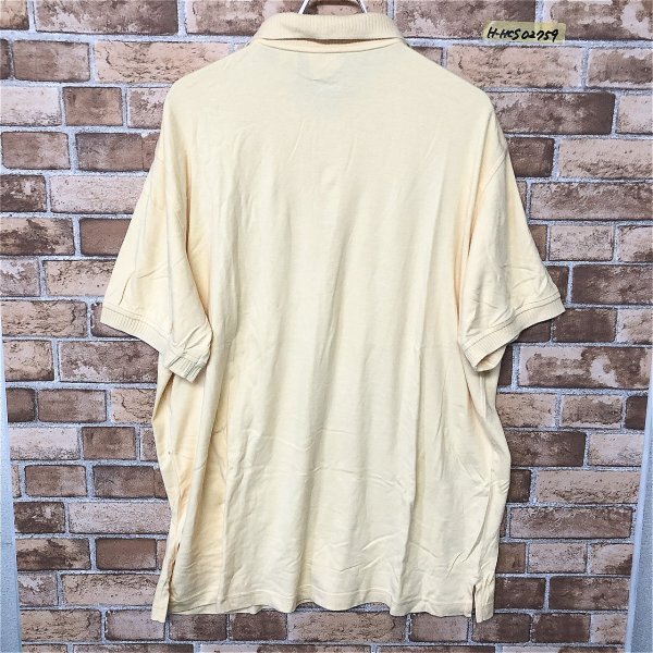 L.L.Bean エルエルビーン メンズ リブ 切替 定番 ベーシック 半袖ポロシャツ L 黄色 クリームイエロー 綿 大きいサイズ オーバーサイズ_画像5