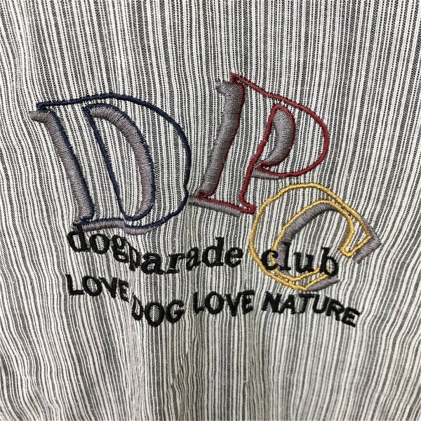 DOG PARADE CLUB メンズ バック マルチストライプ BIG刺繍 薄手 ジップ ジャケット グレー L_画像3