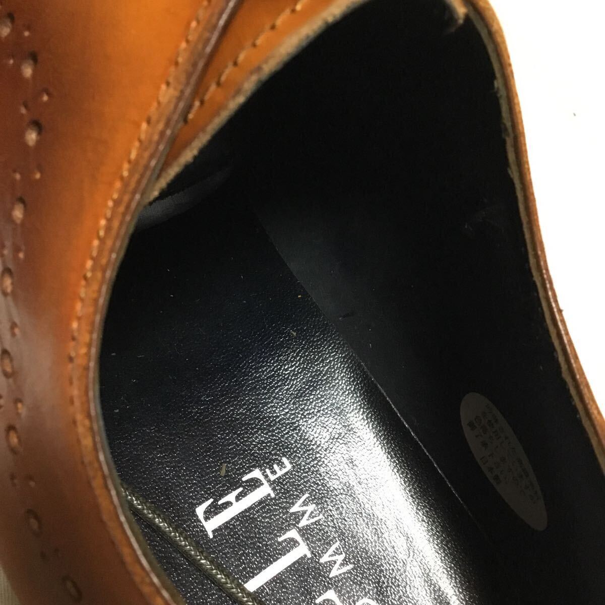 * M06* unused with translation long-term keeping goods ELLE HOMME L Homme original leather business shoes 25.5. Brown made in Japan ma gong s cow leather 