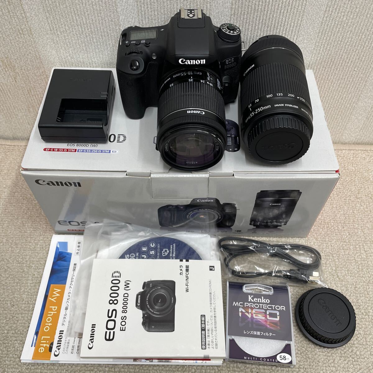 Canon EOS 8000D ダブルズームキット EF-S 18-55mm 55-250mm IS STM デジタルカメラ 一眼レフ デジ一 ズーム レンズキット キャノン_画像1