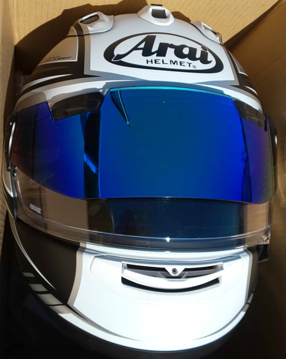 Arai アライ RX-7X MAZE メイズ XL(61～62)サイズ プロシェード ミラーブルー ロングバイザー付 ピンロックシート付_画像7