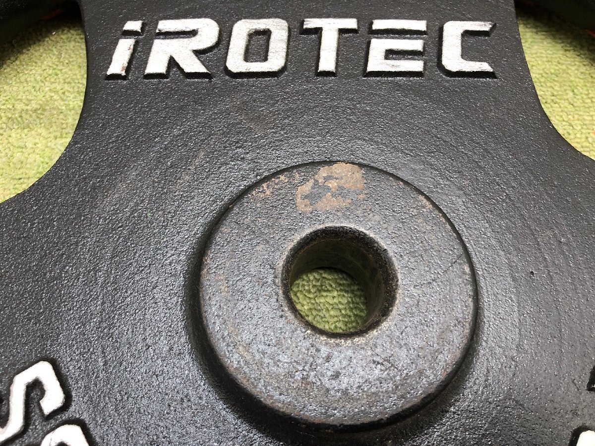 IROTEC アイロテック アイアン プレート 20kg×2 総重量40kg 穴径28ｍｍ ウェイトプレート トレーニングギア ホームジム 筋トレ Y05039Iの画像7