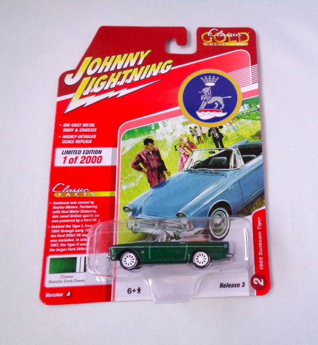 ◆JOHNNY LIGHTNING　ジョニーライトニング　1/64　1965 Sunbeam Tiger　Metallic Dark Green　サンビーム タイガー_画像1