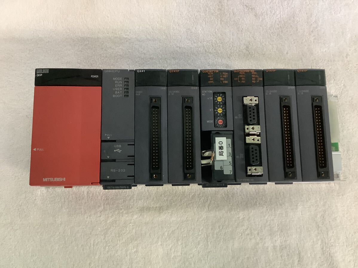 三菱電機 MITSUBISHI MELSEC PLC Q61P ,Q06HCPU,QX41,QY41Px3,QJ61BT11N,QJ71C24N-R2, 中古品_画像1