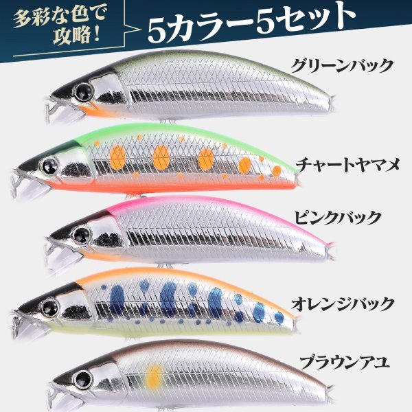 ※訳あり※ トラウトルアー 渓流 ルアー 5個 セット ミノー ヘビーシンキング 50mm 5.1g ヒラ打ち 渓流ミノー -50Emi-A5-_画像5