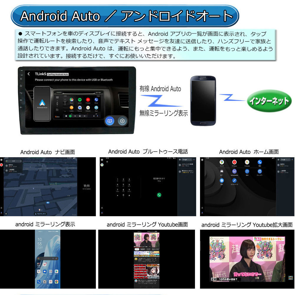 瞬間起動 画面分割 アプリー記憶 アンドロイドカーナビ１ＤＩＮ１０インチタッチパネル Android10.0 WiFi ラジオ Bluetooth 4GB+64GB [AG5]_画像4