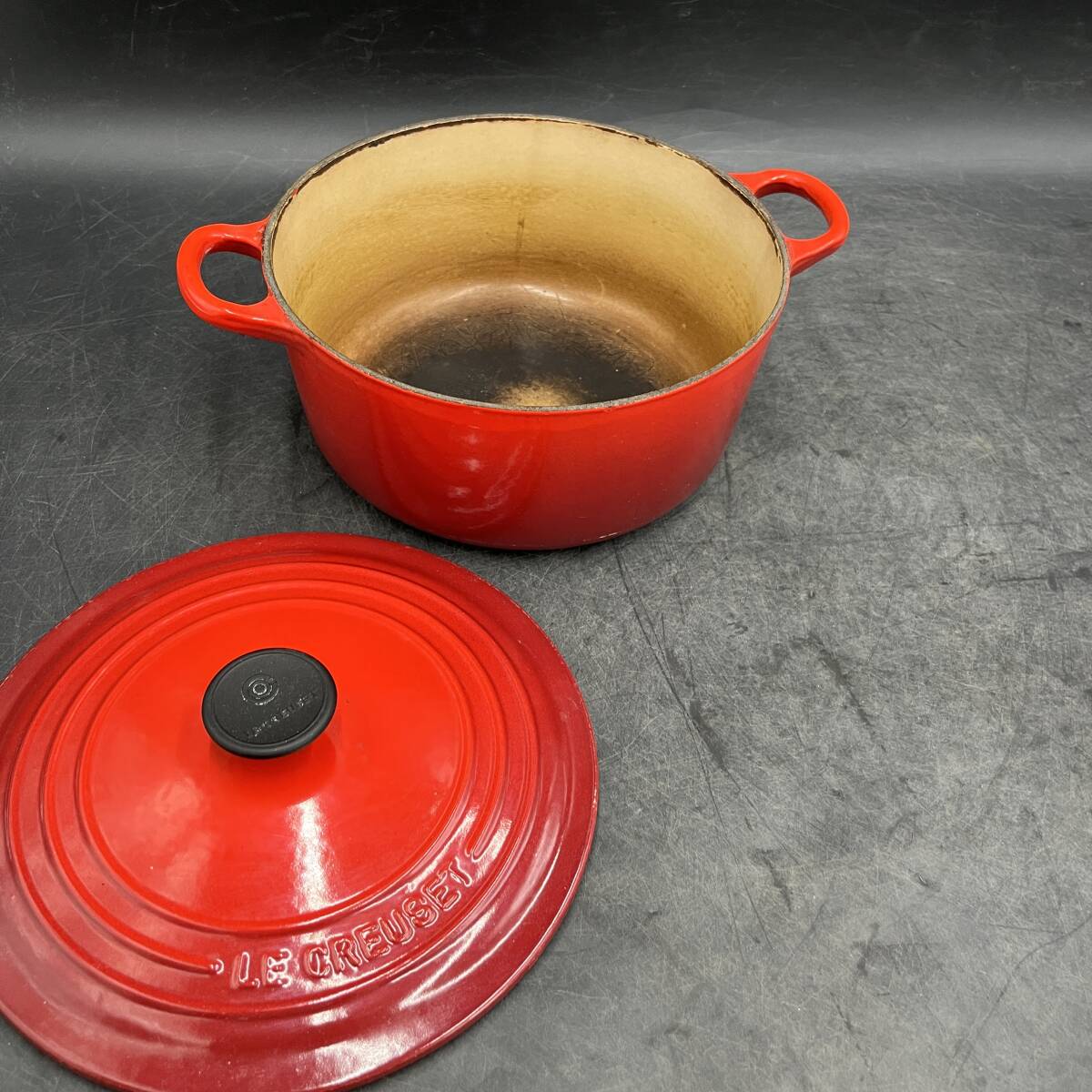 LE CREUSET 両手鍋 グリルパン セット 22 レッド 赤 _画像3