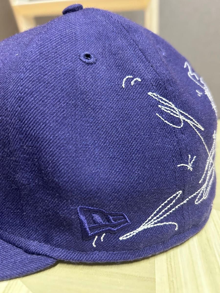 supreme newera ベースボール キャップ 7 1/2 59.6cm 紫 purple シュプリーム 刺繍