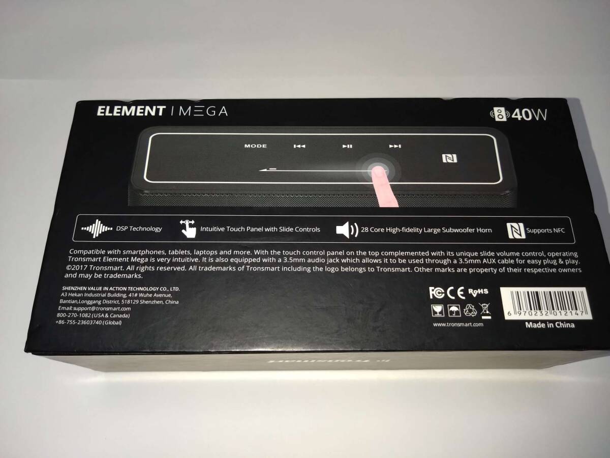 TRONSMART ELEMENT MEGA 40W TWSワイヤレスBLUETOOTHスピーカー 3Dデジタルサウンド（ブラック） _画像8