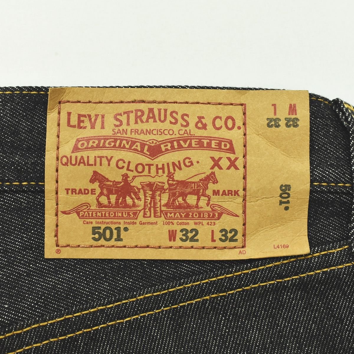 ★美品 リーバイス Levis 501 シュリンク トゥー フィット 先染め ブラック デニム ジーンズ パンツ W32 アメカジ ストレート ジーパン★の画像4