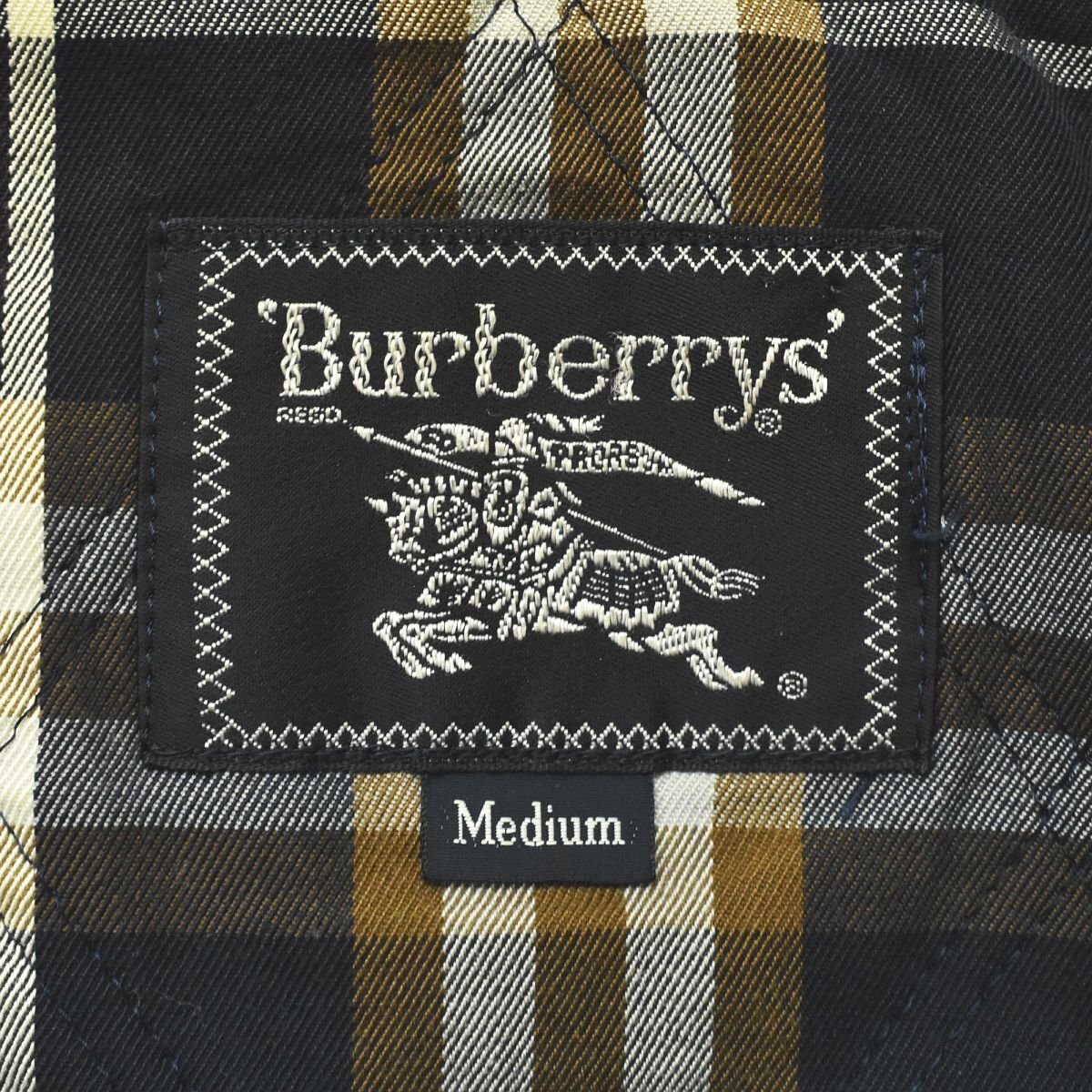 ★90s ビンテージ バーバリー BURBERRYS クロスマフラーカラー コットン ブルゾン ジャケット M キルト ライナー スウィングトップ 古着★の画像5