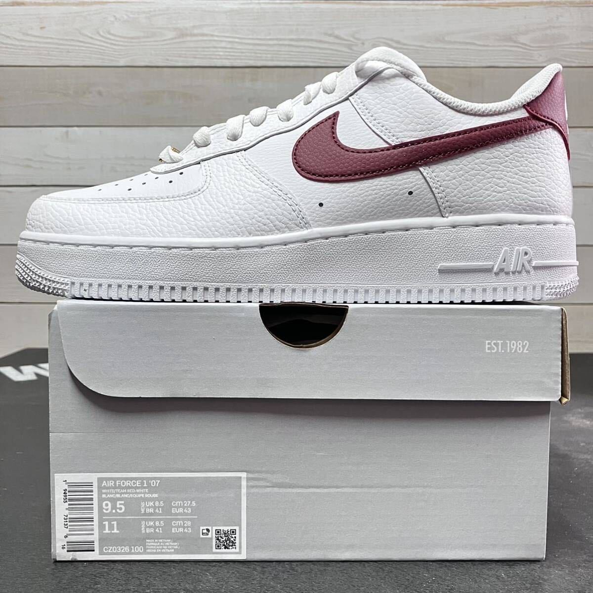 27.5cm NIKE AIR FORCE 1 LOW 07 WHITE RED CZ0326-100 ナイキ エア フォース ワン ロー ローカット ホワイト レッド_画像1