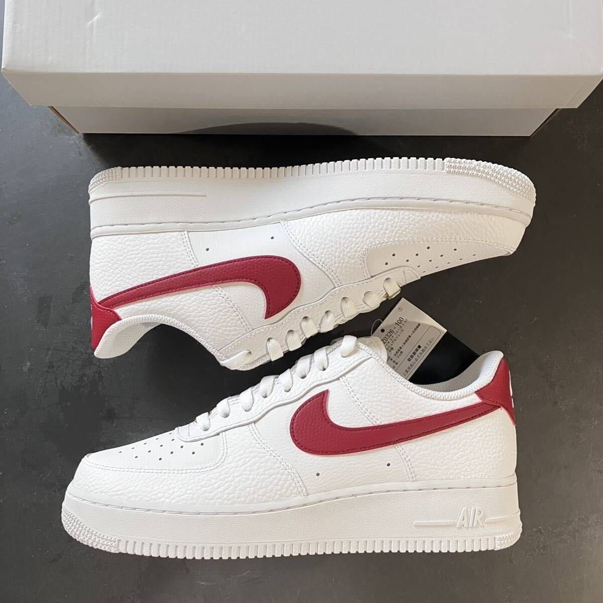 27.5cm NIKE AIR FORCE 1 LOW 07 WHITE RED CZ0326-100 ナイキ エア フォース ワン ロー ローカット ホワイト レッド_画像2