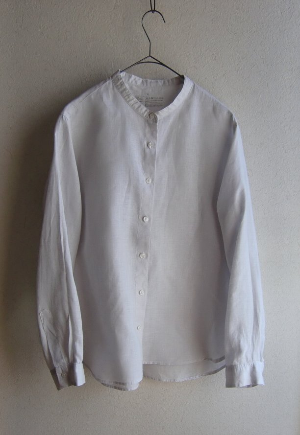  Muji Ryohin linen мытье ... воротник-стойка рубашка XL