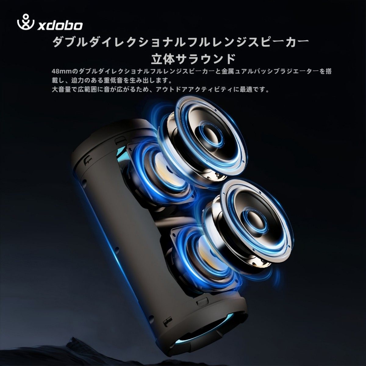 xdobo 横置き 縦置き ブルートゥーススピーカー Bluetooth5.3 高音質 大音量 ステレオ 超重低音 防水 