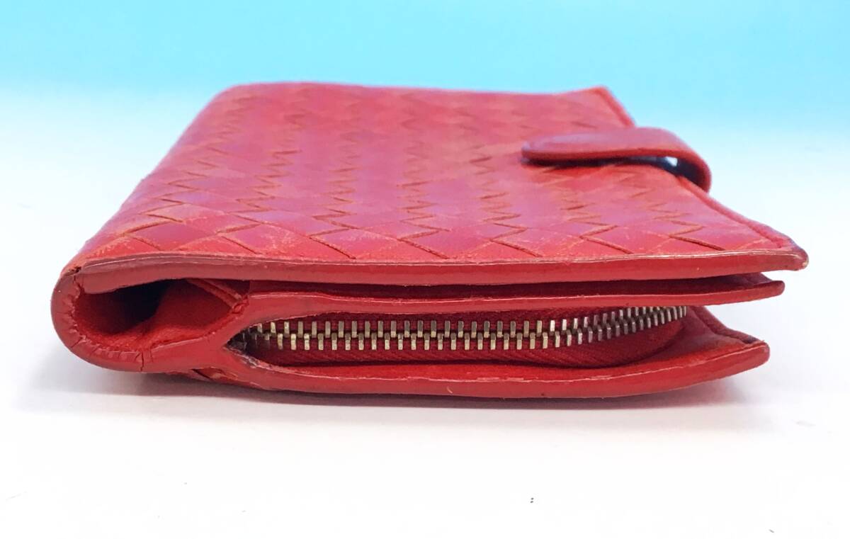 BOTTEGA VENETA длинный кошелек красный / красный складывающийся пополам ширина примерно 17cm длина ширина примерно 10cm сетка бумажник Bottega Veneta 