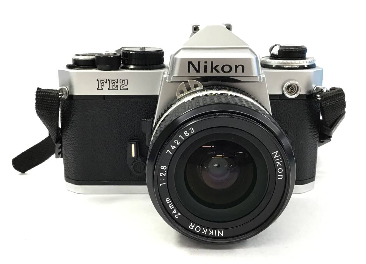 Nikon FE2 カメラ ボディ シルバー レンズ NIKKOR 24mm 1:2.8 一眼レフ フィルムカメラ 日本製 ニコン _画像1