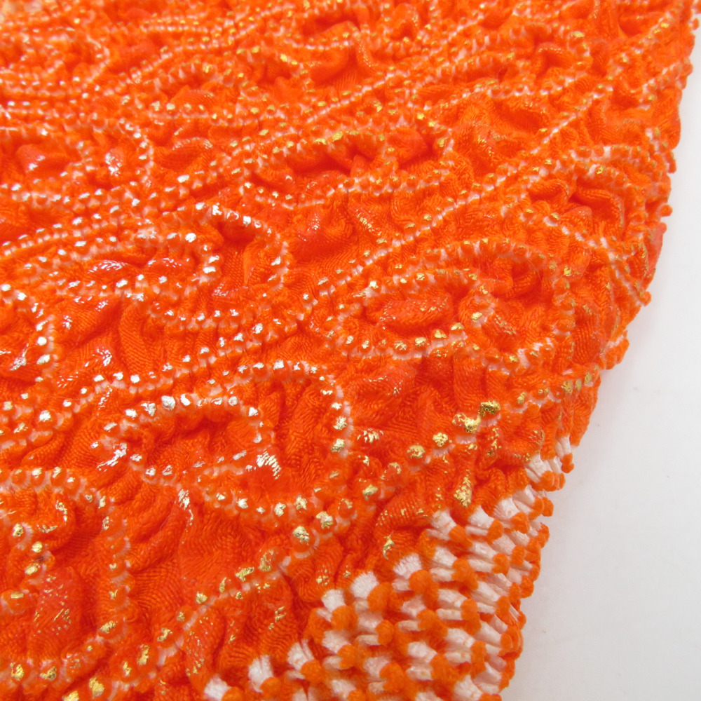 帯締め・帯揚げセット 正絹 振袖用 絞り 丸組 橙色 絹100% 和装小物 木箱入_画像3