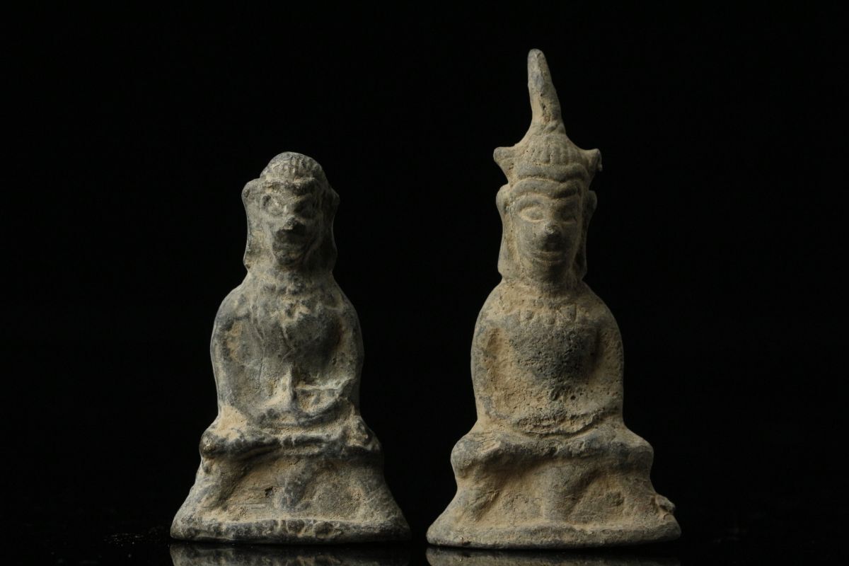 【LIG】時代タイ仏教美術 仏像 二点 プラクルアン 御守 小仏 コレクター収蔵品 24 [P]24.2_画像2