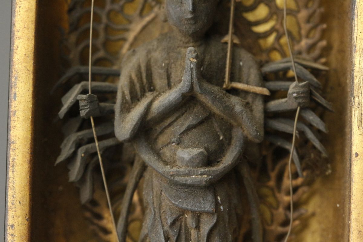 [LIG] era Buddhism fine art tree carving thousand hand . sound bodhisattva image 8.5. small . sculpture Buddhist image legume ... attaching ② [-QWO]24.4