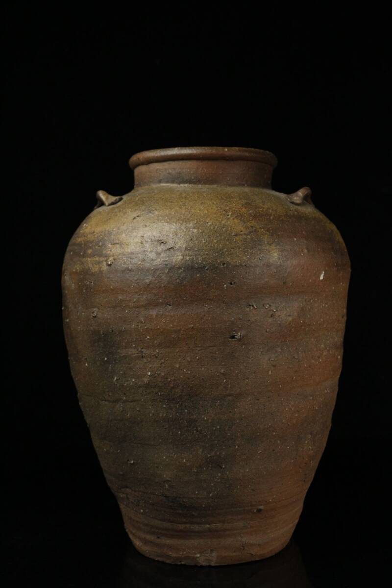 [LIG] old Bizen .. seal three ear "hu" pot extra-large 43. flower vase old work of art Okayama prefecture old house . warehouse goods [.I]24.04