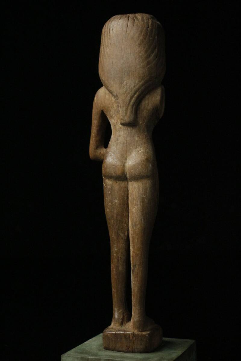 【LIG】古代エジプト 木彫 女神像 19㎝ 箱付 コレクター収蔵品 [.QW]24.3_画像8