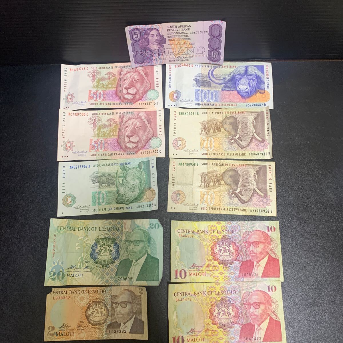 外国紙幣 お札◆南アフリカ SOUTH AFRICAN 7枚／レソト LESOTO 4枚の画像1