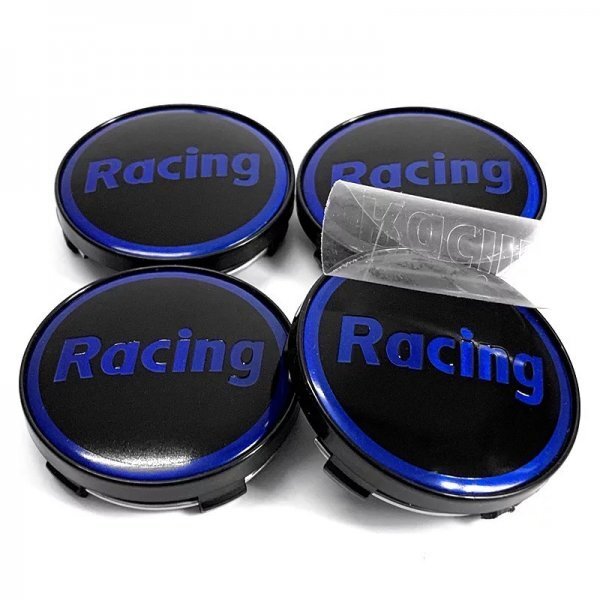 ☆新品 送料無料 Racing センターキャップ ブラック×ブルー ENKEI Racing RP01等に取り付け可能 4個セット 即決の画像3