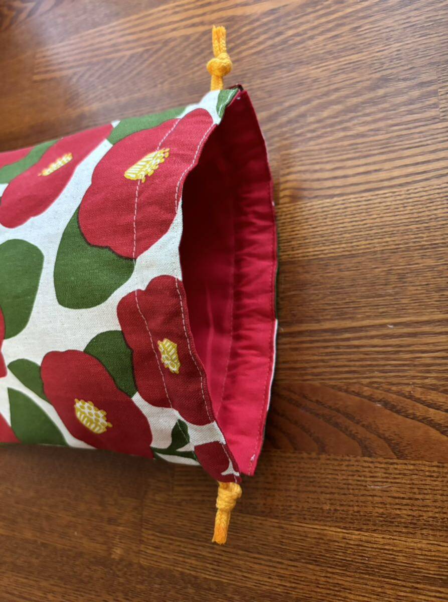 25.×20. мешочек камелия ручная работа мешочек для ланча сумка органайзер бардачок сумка orange шнур кейс для хранения цветок обратная сторона ткань есть обе ...