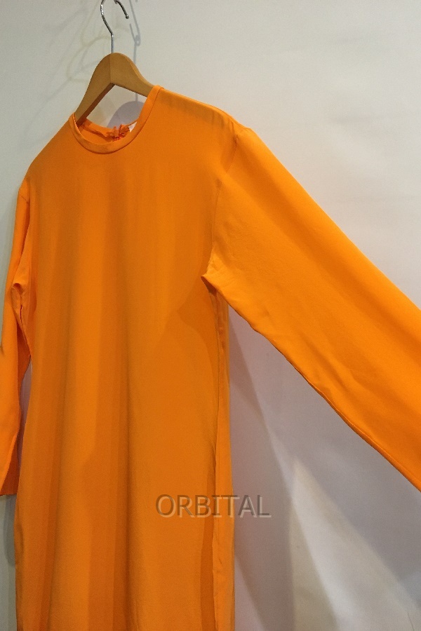 二子玉) nadia ナディア 日本製 シルク ロングスリーブワンピース ドレス レディース オレンジ_画像9