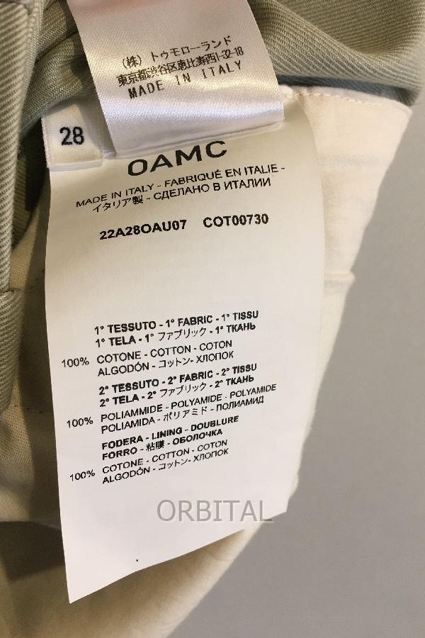 二子玉)OAMC オーエーエムシー 22AW コントラストステッチパンツ コットンナイロン グリーン系 メンズ W28 国内正規 美品_画像8