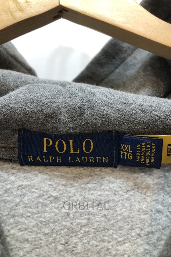 経堂) ポロ ラルフローレン POLO RALPH LAUREN 刺繍 スウェット パーカー グレー サイズXXL ほつれ有・紐欠品_画像7