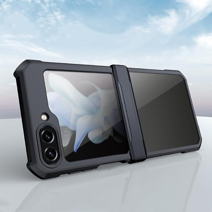 Galaxy Z Flip5 5g用ケース クリア カメラ保護 ギャラクシーZ Flip5用カバー 指紋防止 半透明 SC-54D/SCG23 ヒンジ保護 全面保護カバー_画像2