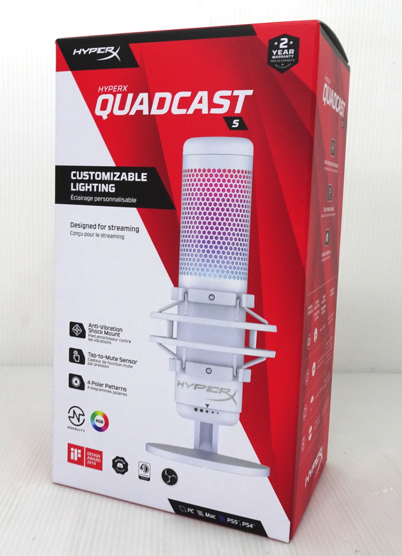 Hyper X ハイパーエックス Quadcast S スタンドアロンマイク QDC001 ホワイト 白 音響機材 PC周辺機器の画像1