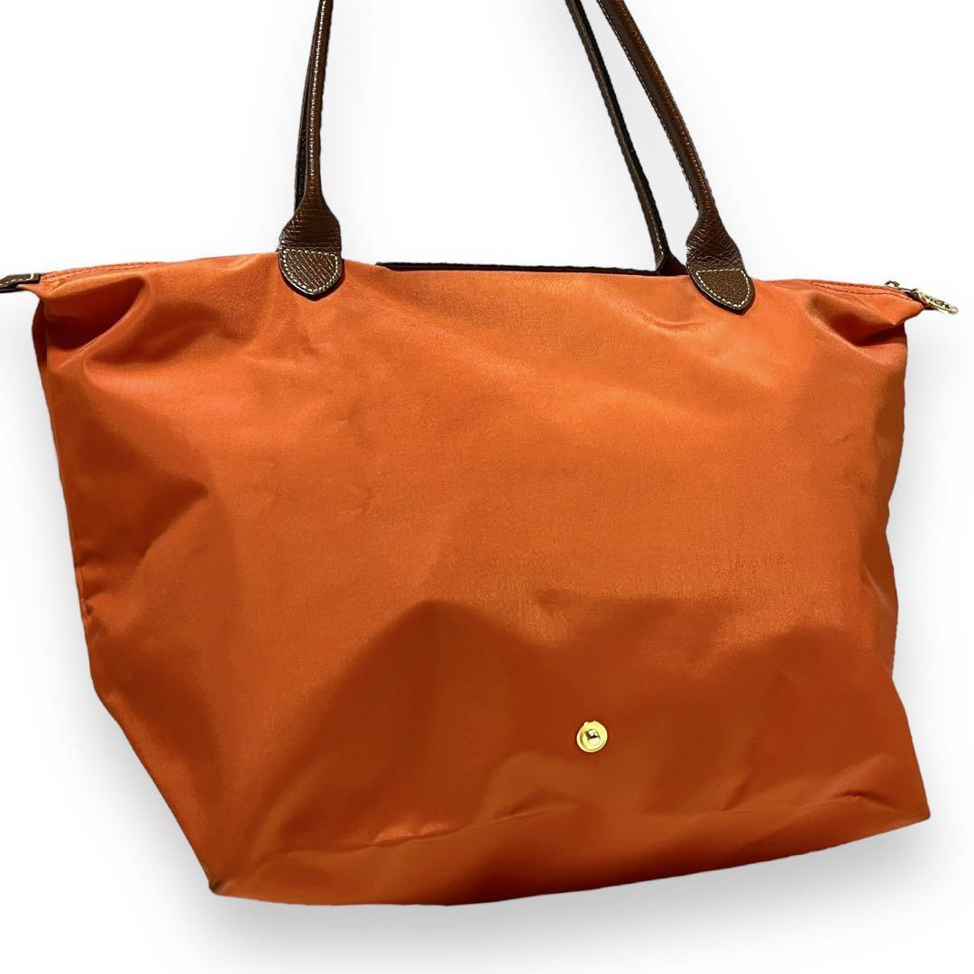 LONGCHAMP ロンシャン プリアージュ ハンドバッグ 肩掛け 折りたたみ トートバッグ ショルダー Lサイズ A4可 大容量 シンプル オレンジ 741_画像2