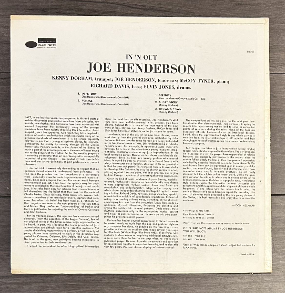 USプレス 青白Liberty Joe Henderson / In 'N Out / BLUE NOTE ブルーノート / McCoy Tyner Kenny Dorham / Spiritual Jazz rare groove_画像3