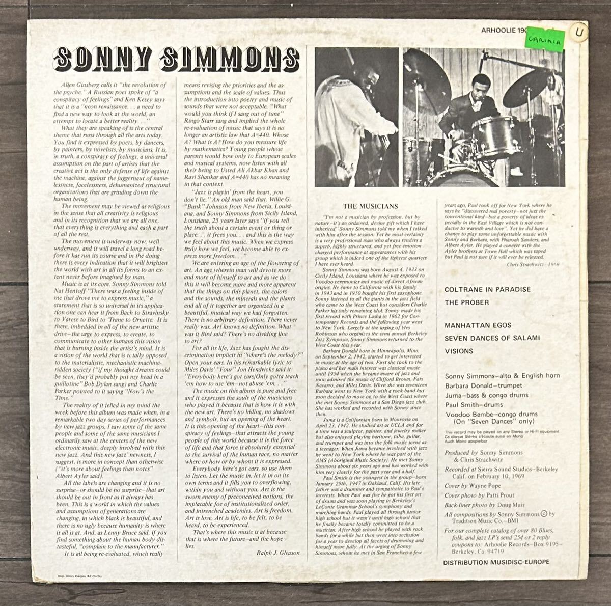 Sonny Simmons / Manhattan Egos / Arhoolie Records / Free Spiritual Jazz/ black jazz / フリージャズ ESP _画像3