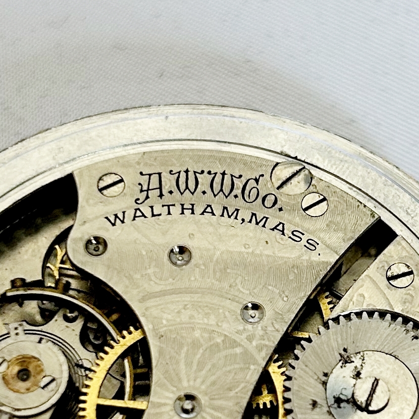 【WALTHAM POCKET WATCH】ウォルサム　アンティーク　紳士用懐中時計　7石 　51.2mm（１６S）　スモセコ　白色文字盤　クリーニング済_画像10