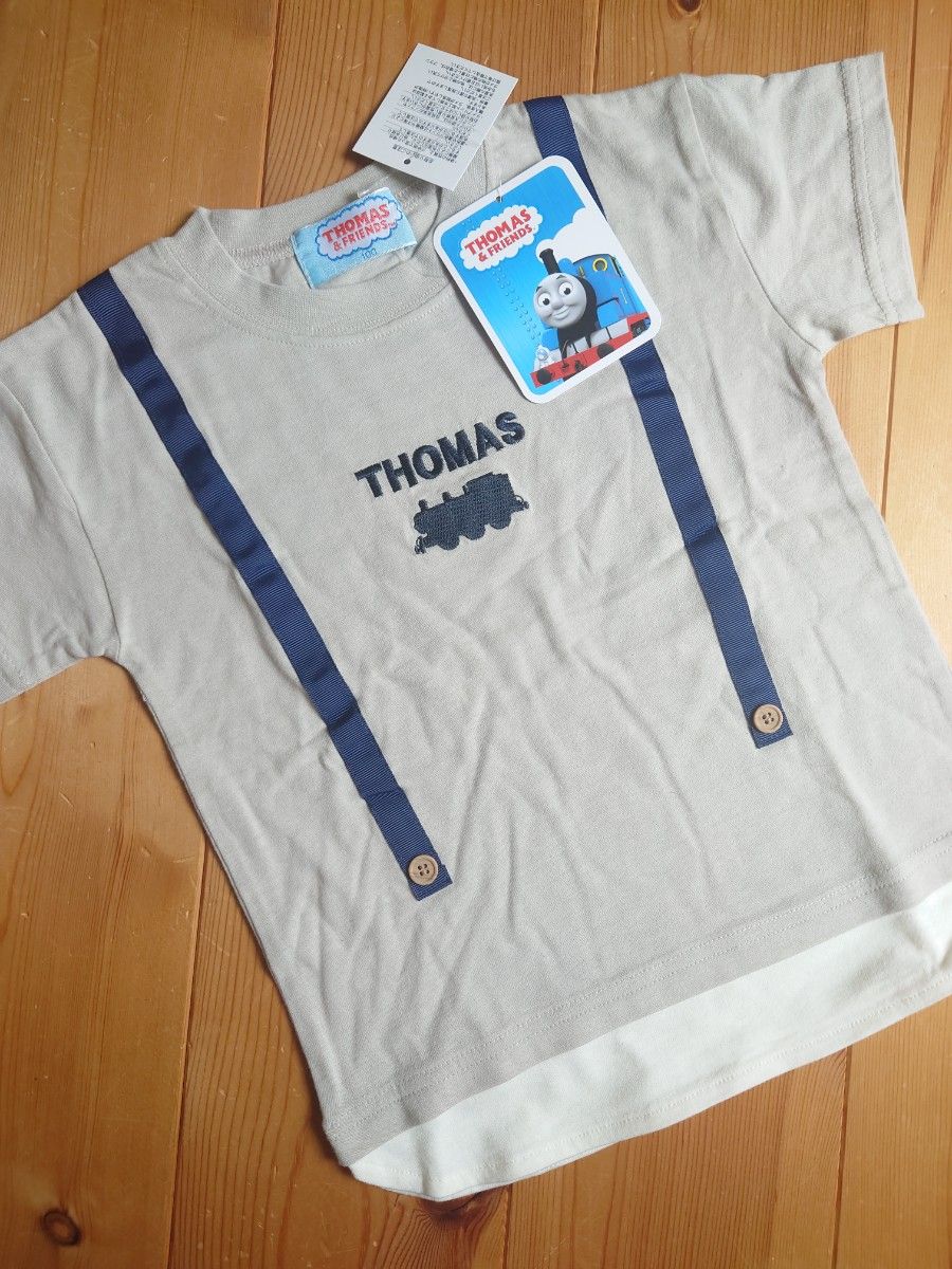 トーマス 半袖 Tシャツ サスペンダー風 バックプリント