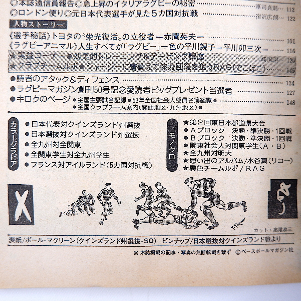 ラグビーマガジン 1978年5月号◎座談会/植山信幸/藤原優/笹田学/熊谷直志 トヨタ対明治/日比野弘 沖縄ラグビー 宿沢広朗 赤間英夫 試合記録_画像7