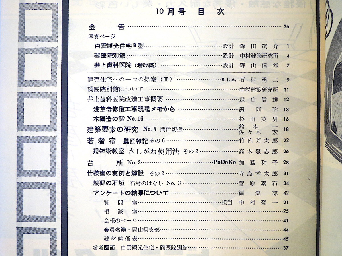 建築と工作 1960年10月◎建売住宅への提案 浅草寺修復工事現場 木構造の話/杉山英男 さしがね使用法 農匠雑記/竹内芳太郎 城郭の石垣 台所_画像6